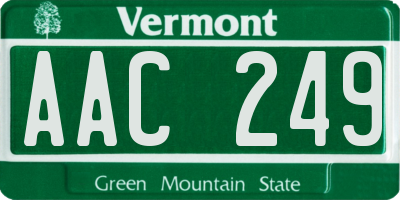 VT license plate AAC249