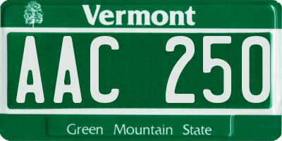 VT license plate AAC250