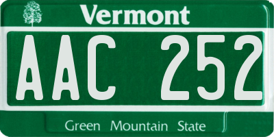 VT license plate AAC252