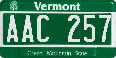 VT license plate AAC257