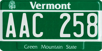 VT license plate AAC258