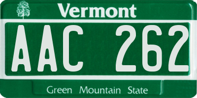 VT license plate AAC262