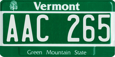 VT license plate AAC265