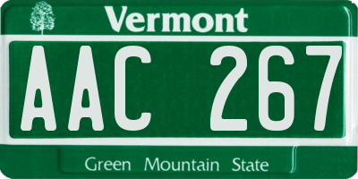 VT license plate AAC267