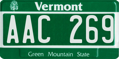 VT license plate AAC269