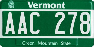 VT license plate AAC278