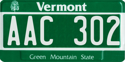 VT license plate AAC302