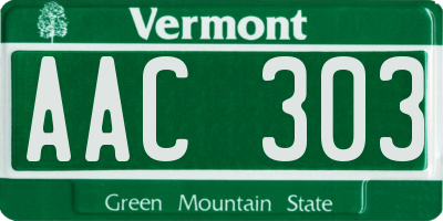 VT license plate AAC303