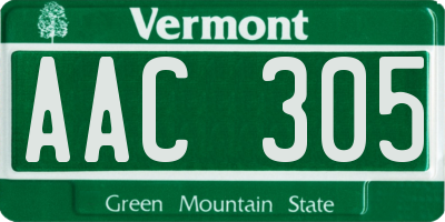 VT license plate AAC305