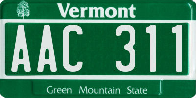 VT license plate AAC311