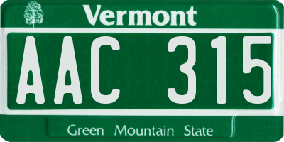 VT license plate AAC315