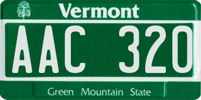 VT license plate AAC320