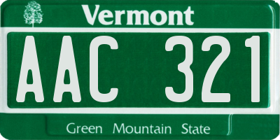 VT license plate AAC321