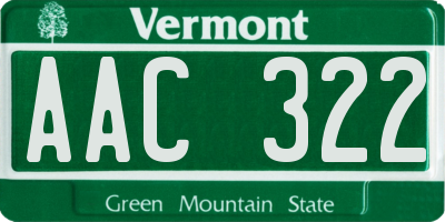 VT license plate AAC322