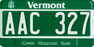 VT license plate AAC327