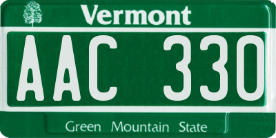 VT license plate AAC330