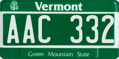 VT license plate AAC332