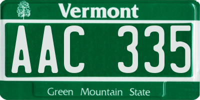 VT license plate AAC335