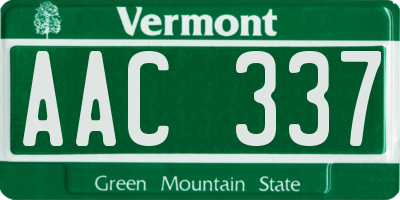 VT license plate AAC337