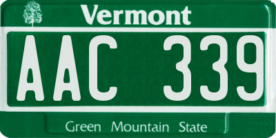 VT license plate AAC339