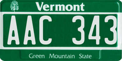 VT license plate AAC343