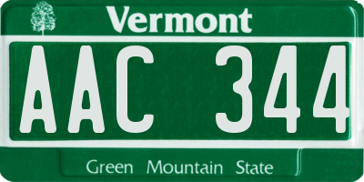 VT license plate AAC344