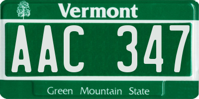 VT license plate AAC347