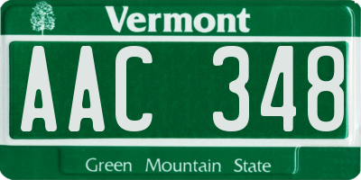 VT license plate AAC348