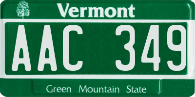 VT license plate AAC349