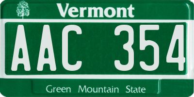 VT license plate AAC354