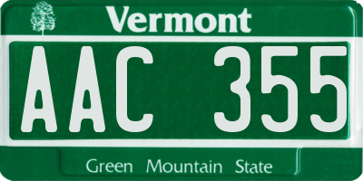 VT license plate AAC355