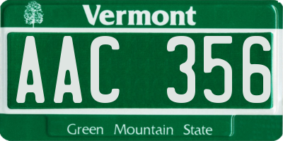 VT license plate AAC356