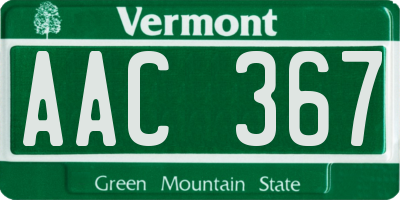 VT license plate AAC367