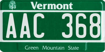 VT license plate AAC368