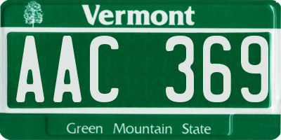 VT license plate AAC369