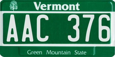 VT license plate AAC376