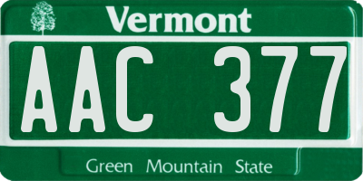 VT license plate AAC377