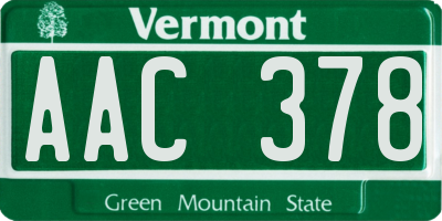VT license plate AAC378