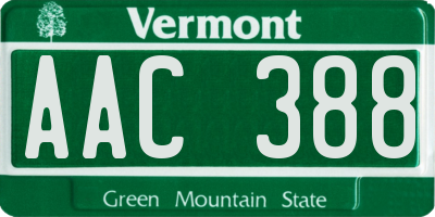 VT license plate AAC388