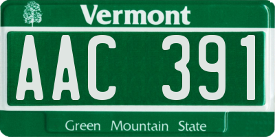 VT license plate AAC391