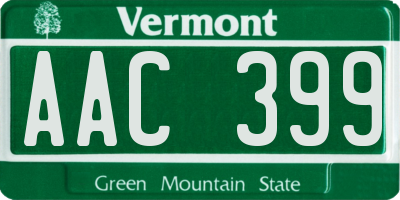 VT license plate AAC399