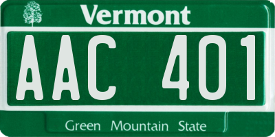 VT license plate AAC401