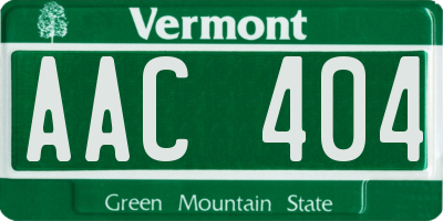 VT license plate AAC404