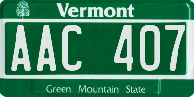 VT license plate AAC407