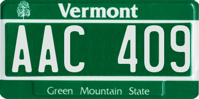 VT license plate AAC409