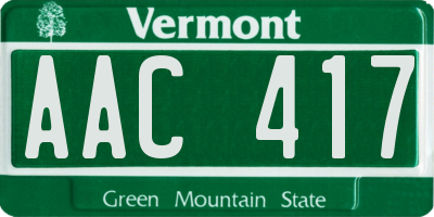 VT license plate AAC417