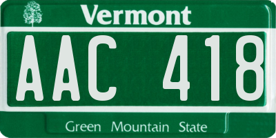 VT license plate AAC418