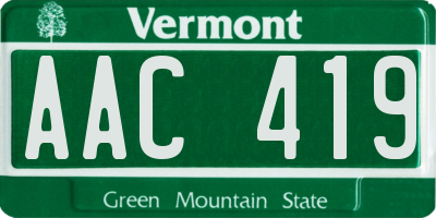 VT license plate AAC419