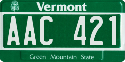 VT license plate AAC421