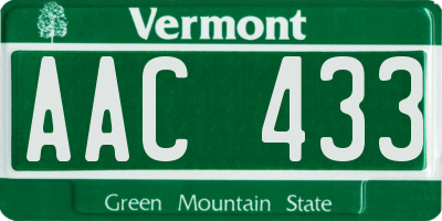 VT license plate AAC433